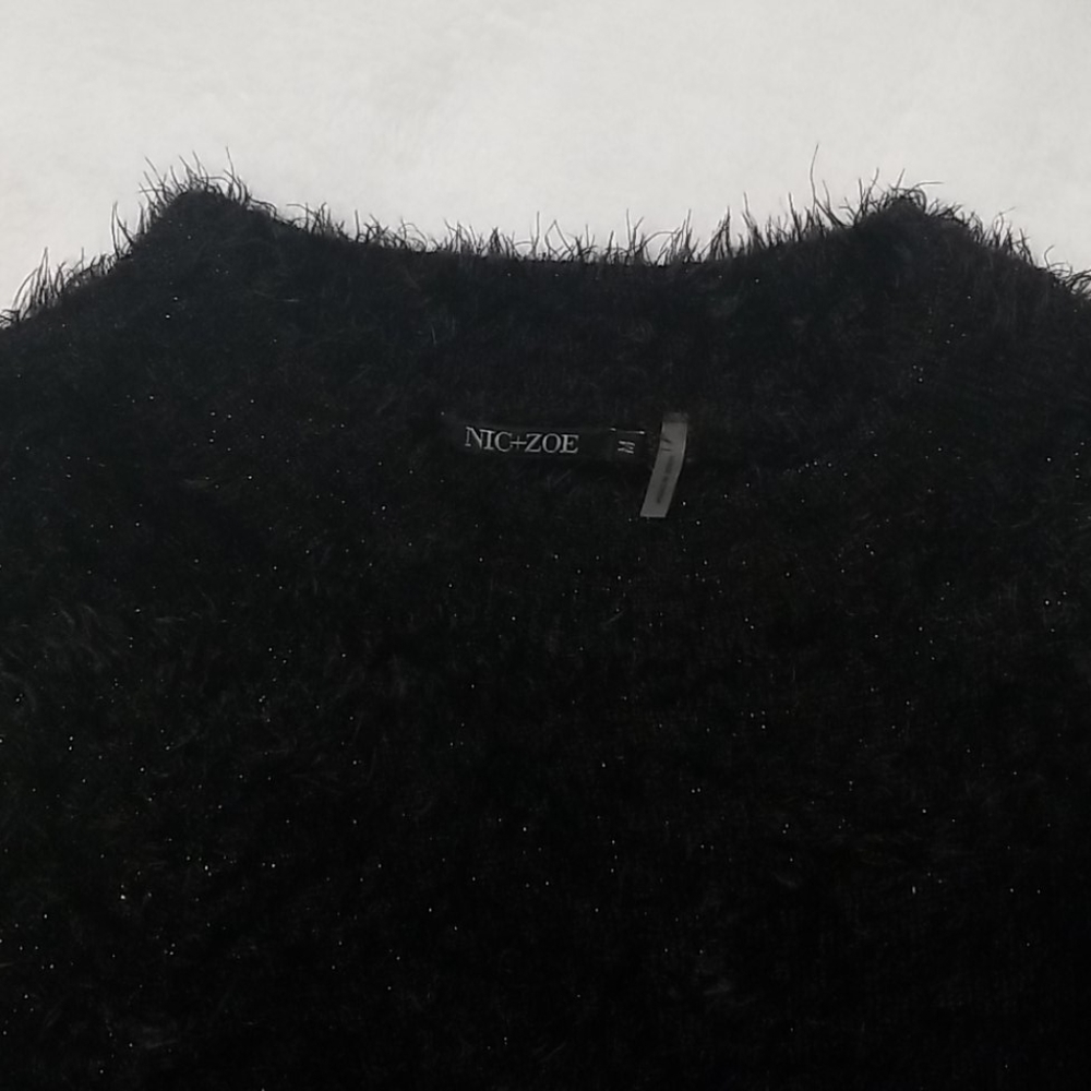 Nic+Zoe brand new faux fur shimmery top 3/4 sleeve - Picture 2 of 2